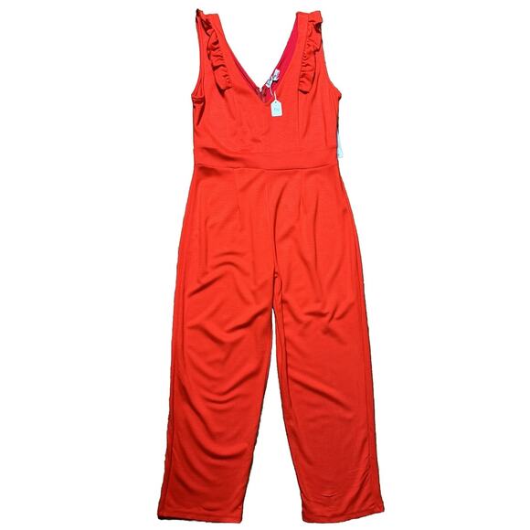 Velvet Torch Pants - Velvet Torch Los Angeles Women's Red One-Piece Jumpsuit Sleeveless Ruffle Zip XL